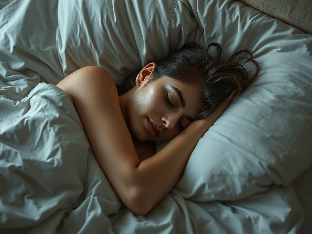 Una persona durmiendo en una cama, ilustración simple, para representar 睡觉