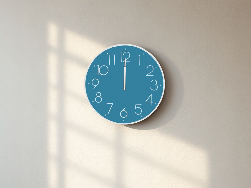 Un reloj marcando las 12:00, ilustración simple